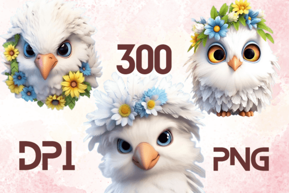 3D Cute Birds Sublimation Clipart 02