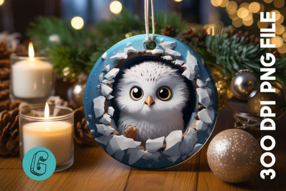 3D Cute Owl Break Through Ornament 08: Elevating DIY Creativity with High-Resolution Digital Art