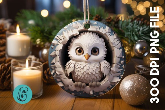 3D Cute Owl Break Through Ornament 09: A Strategic Asset for Creative Projects