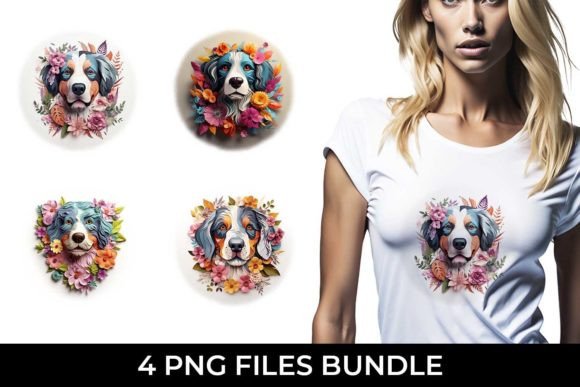 3D Floral Fantasy Bernese Mountain PNG