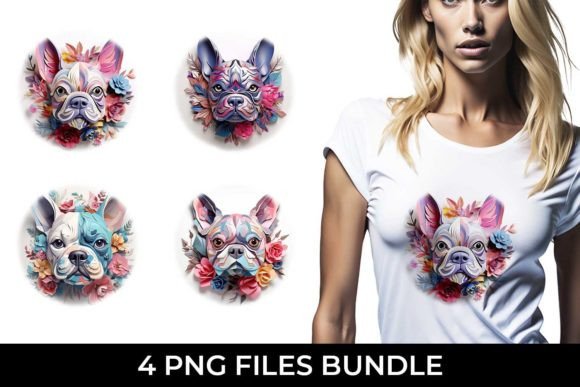 3D Floral Fantasy French Bulldog PNG