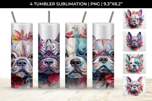 3d Floral Fantasy French Bulldog Tumbler