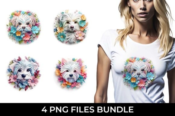 3D Floral Fantasy Maltese Sublimation