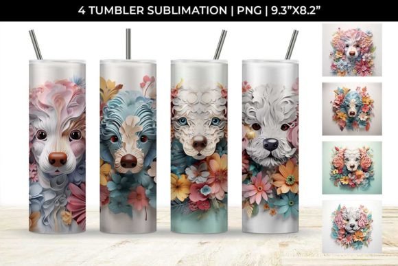 3d Floral Fantasy Poodle Tumbler Wrap