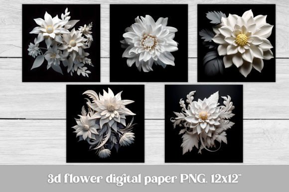 3d Flower Digital Paper