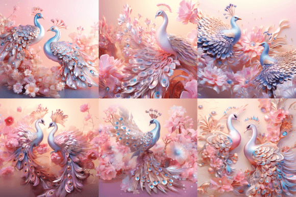 3D Pastel Pink Floral Peacock Images for Creative Projects