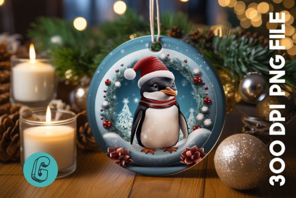 3D Penguin Break Through Ornament 11