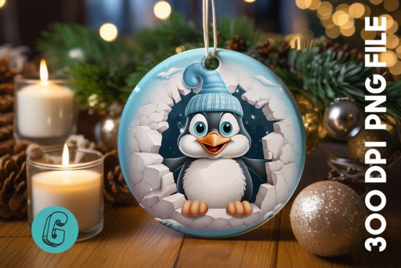3D Penguin Break Through Ornament 20: A Creative Asset for Modern Projects