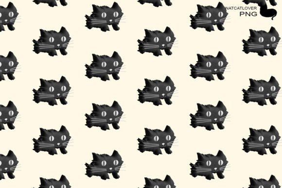 3D Render Black Cat Pattern Seamless