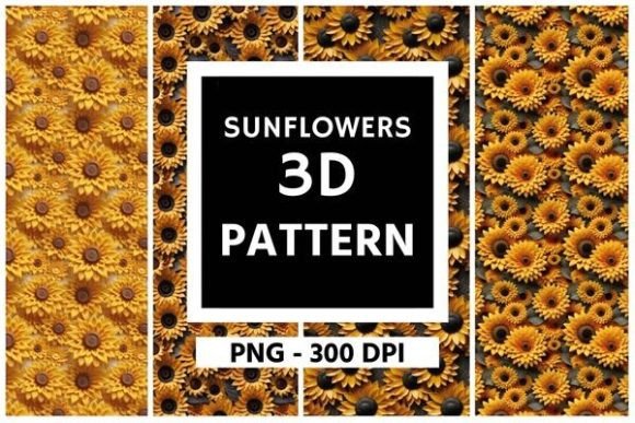 3D Sunflowers Background Pattern 02