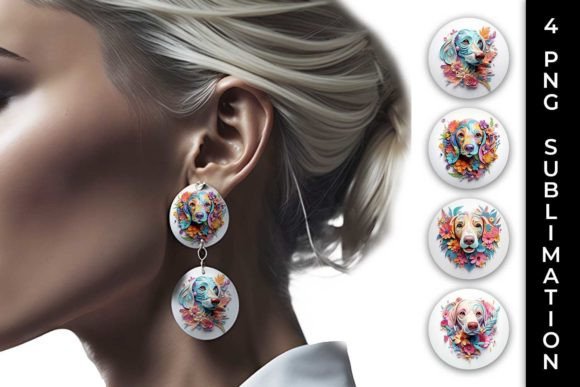 The Art of Personalized Adornment: Exploring the 3D Floral Fantasy Dachshund Earrings PNG Design Collection