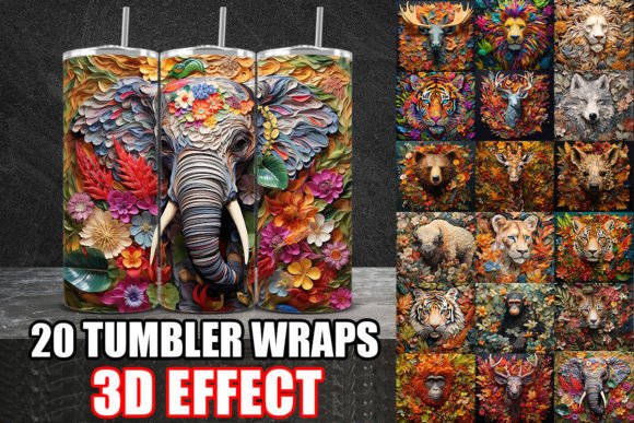 Unleash Creativity with the 3D Colorful Wild Animals Tumbler Wrap