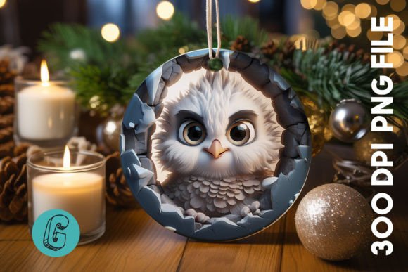 Unleash Your Creativity with the 3D Cute Owl Break Through Ornament 04 Digital Download