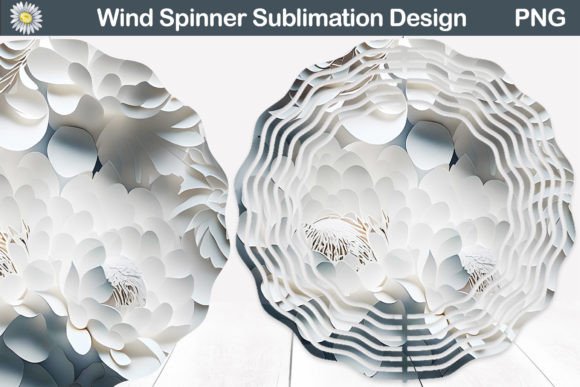 White Flowers 3D Wind Spinner: Elevate Your Outdoor Decor with High-Quality Sublimation Designs